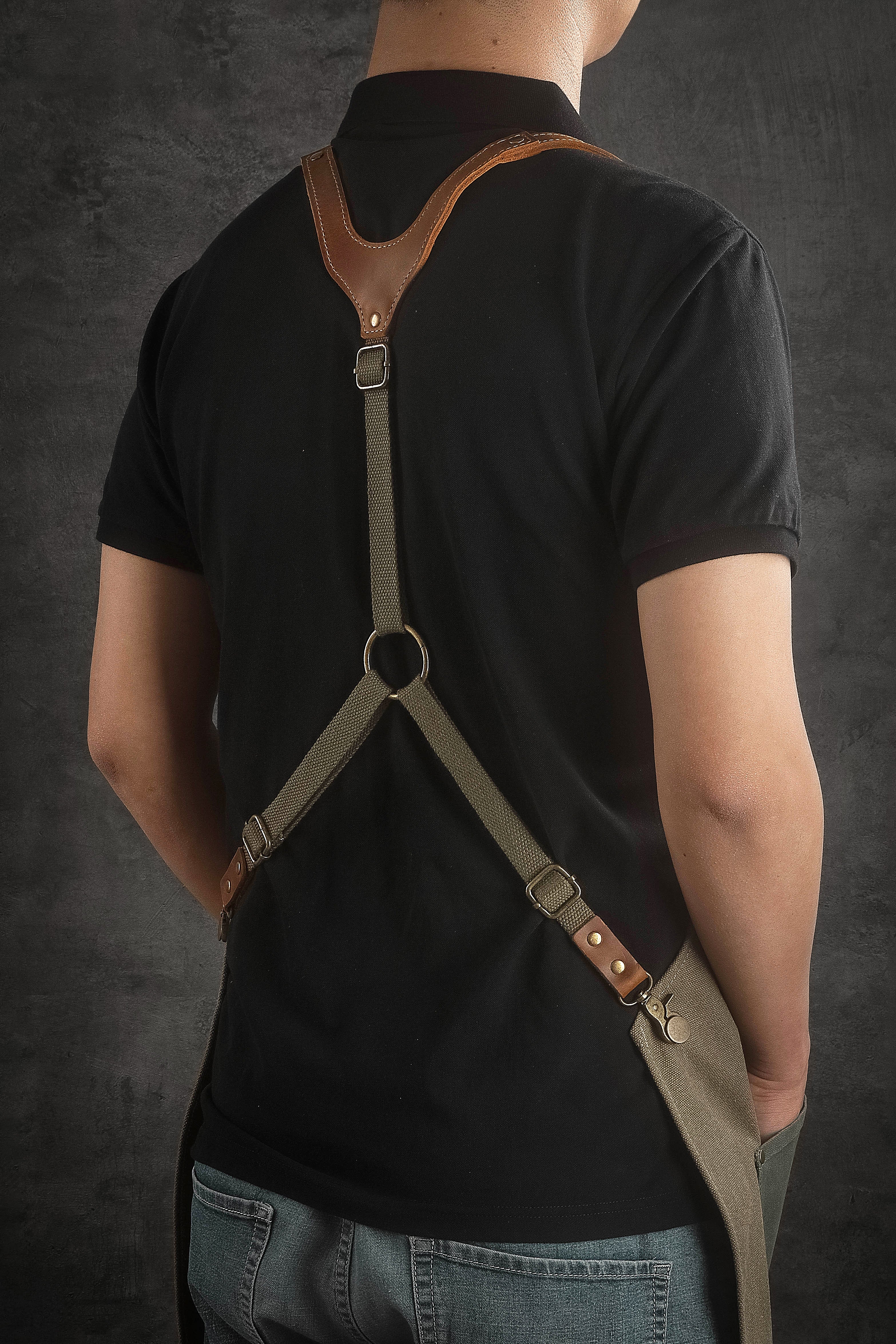 Premium Green Leather & Canvas Apron