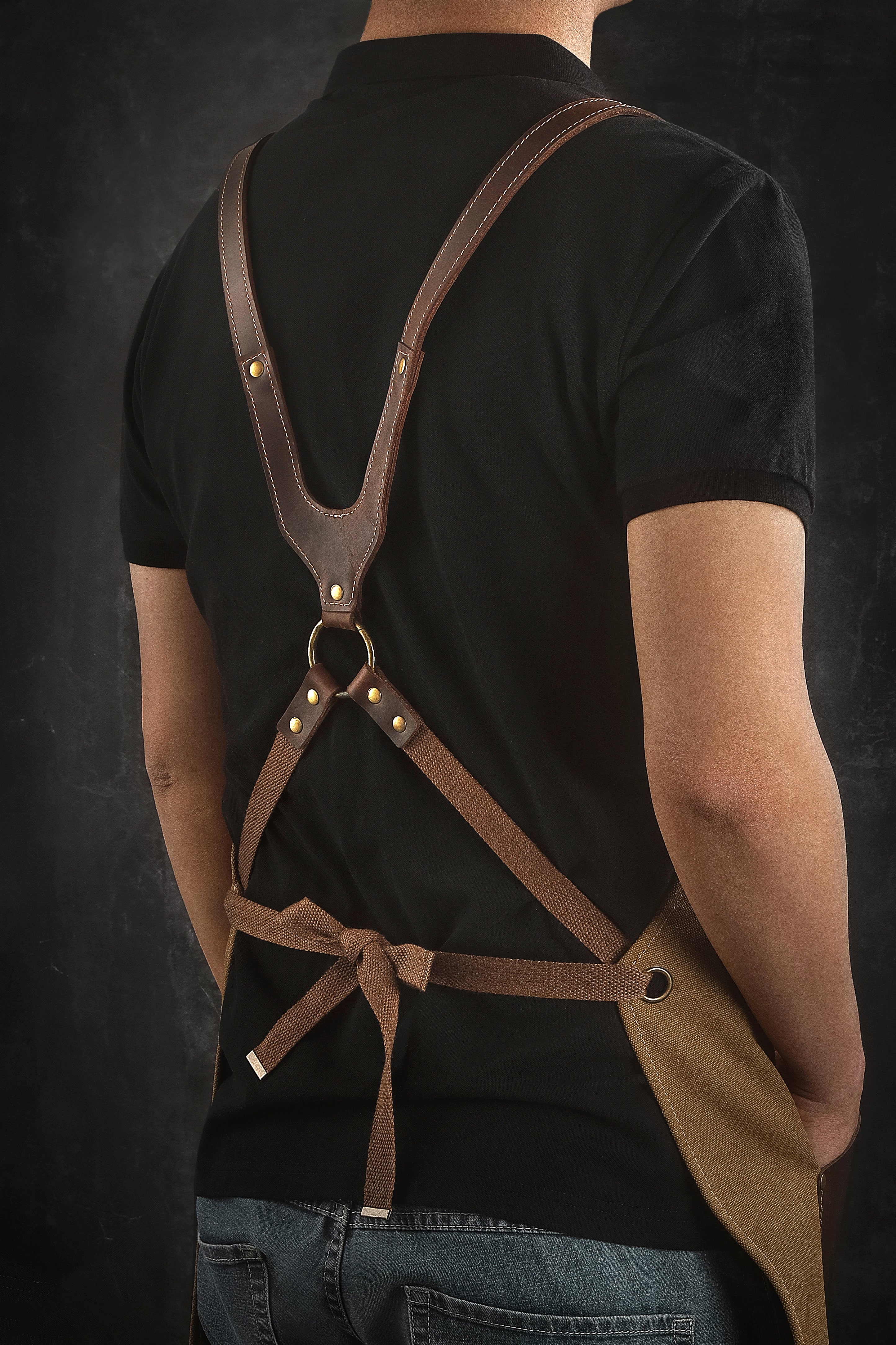 Premium Brown Leather & Canvas Apron