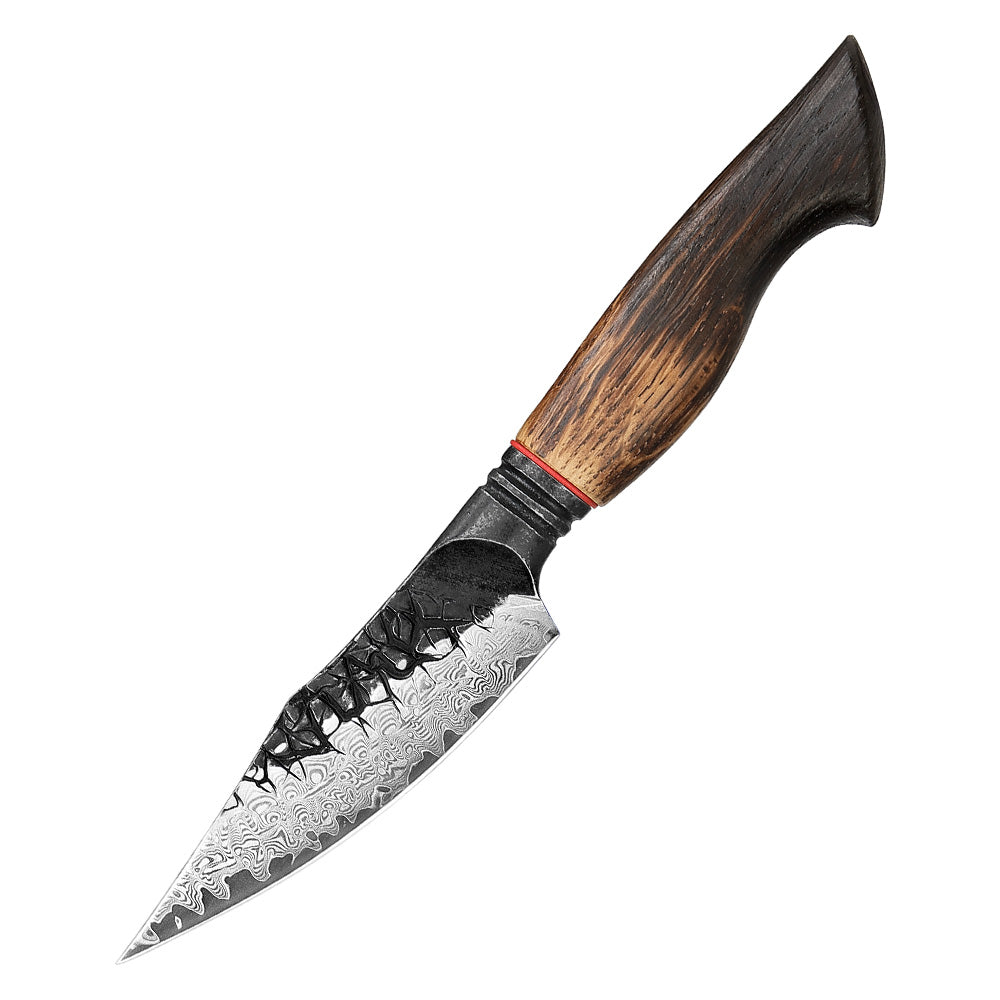 Damascus 3 Piece - White Oak Burnt Wood Knife Set