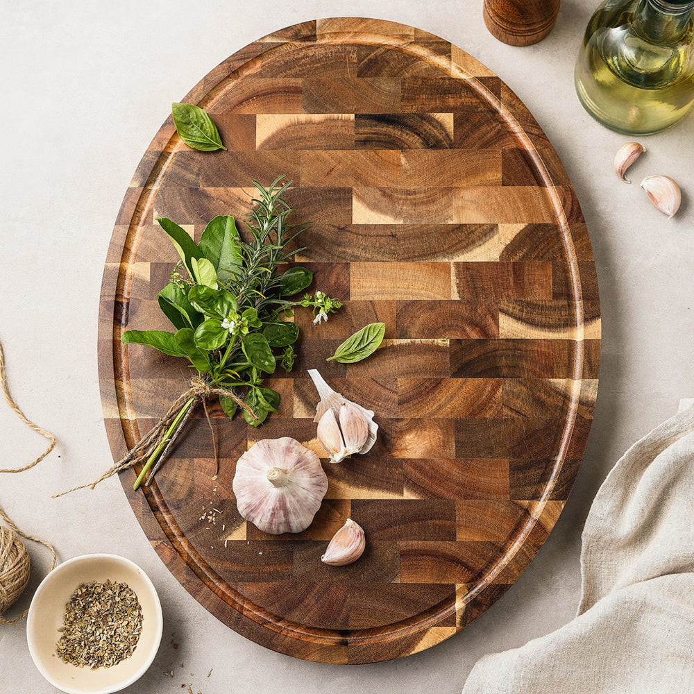 Oval Acacia Wood Chopping Board