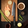 8" Damascus Steel Kiritsuke Knife - Carbon Fibre Handle Edition
