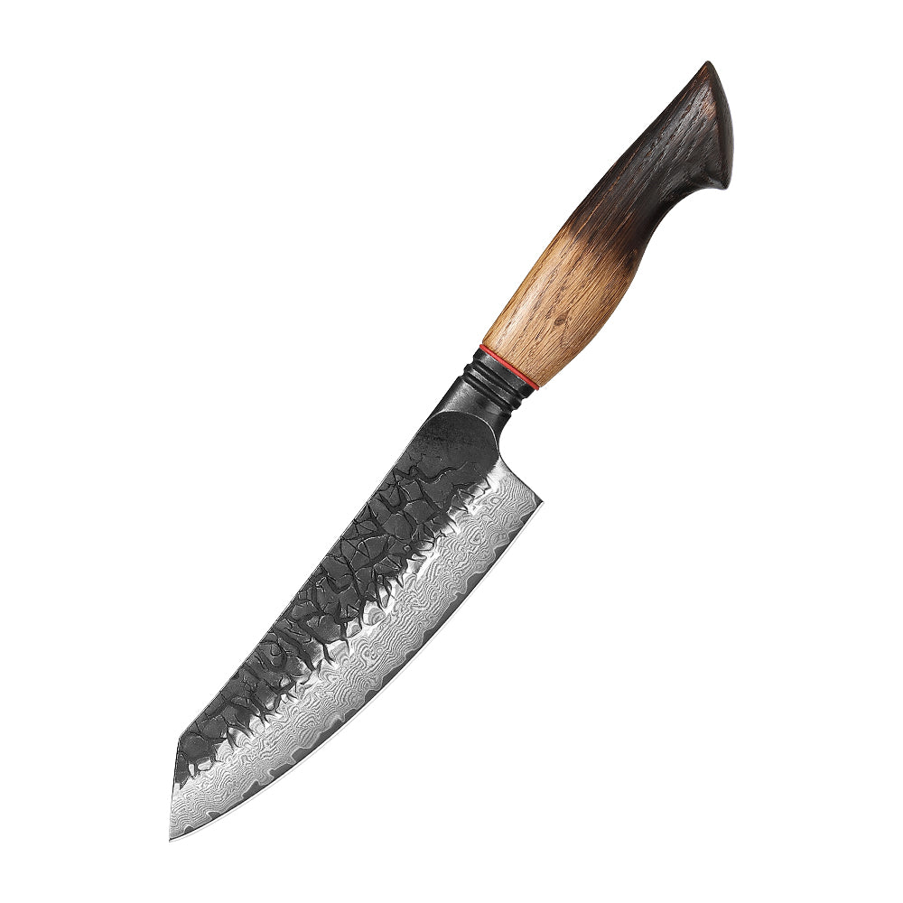 Damascus 3 Piece - White Oak Burnt Wood Knife Set