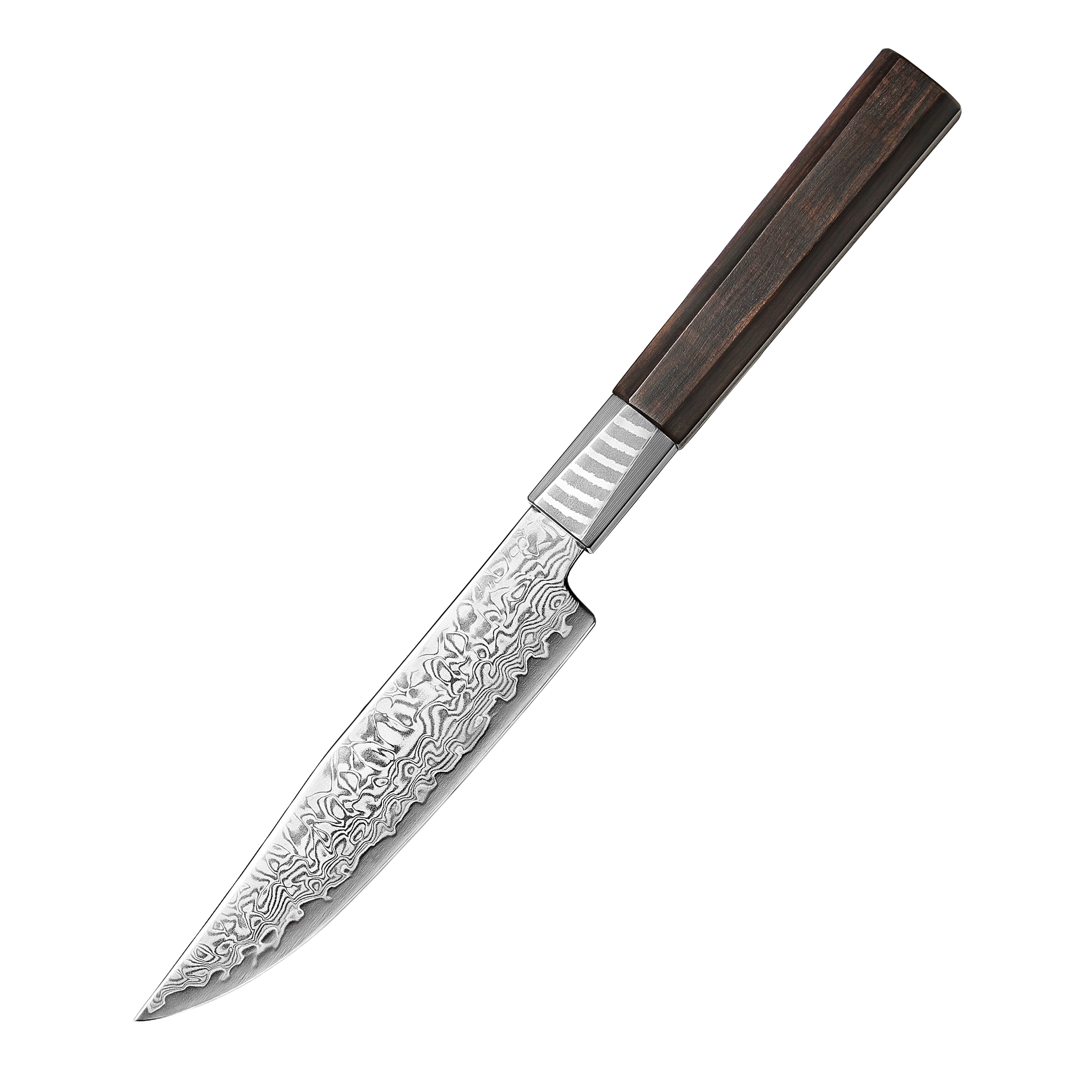 Damascus Steak Knife & Serving Fork Set – Ebony Wood Handle