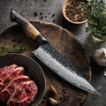 8.5" Damascus Steel Chef Knife - White Oak Burnt Wood Handle Edition