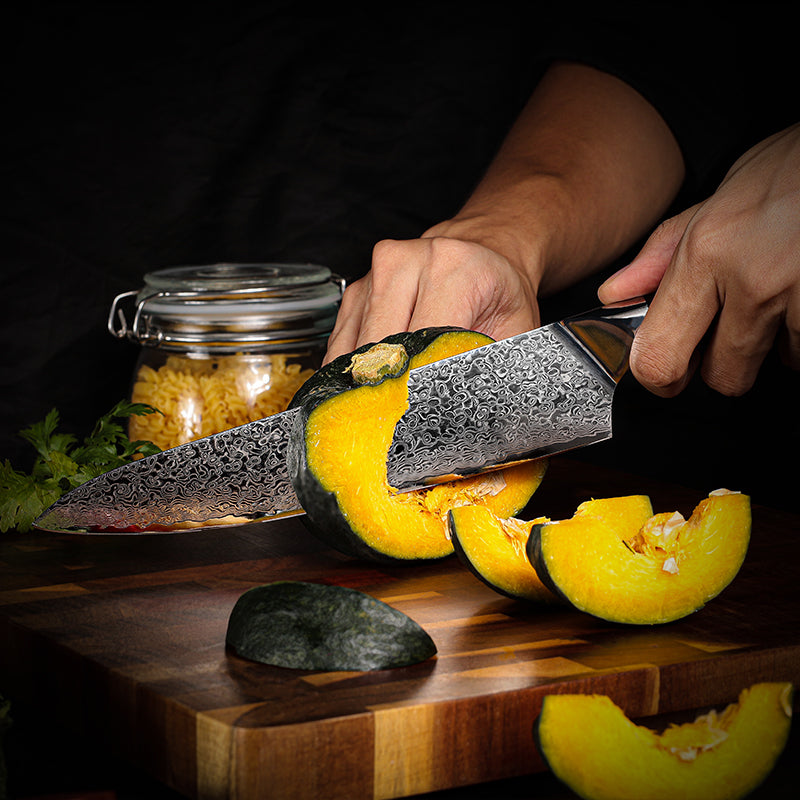 8" Damascus Steel Chef Knife - Black Handle Edition