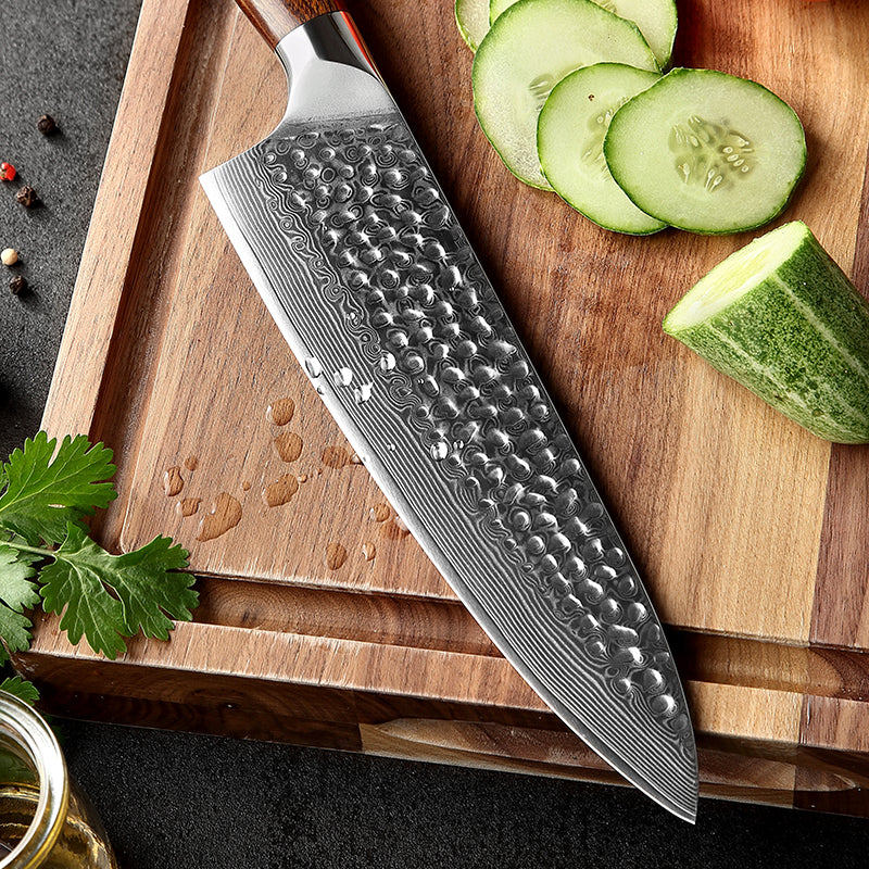 8" Damascus Steel Chef Knife - Natural Desert Ironwood Handle Edition